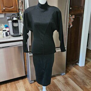 Vintage 80s I.O.U Bodycon Pencil Skirt and Top Set Super Chic Stretch Size M NYC